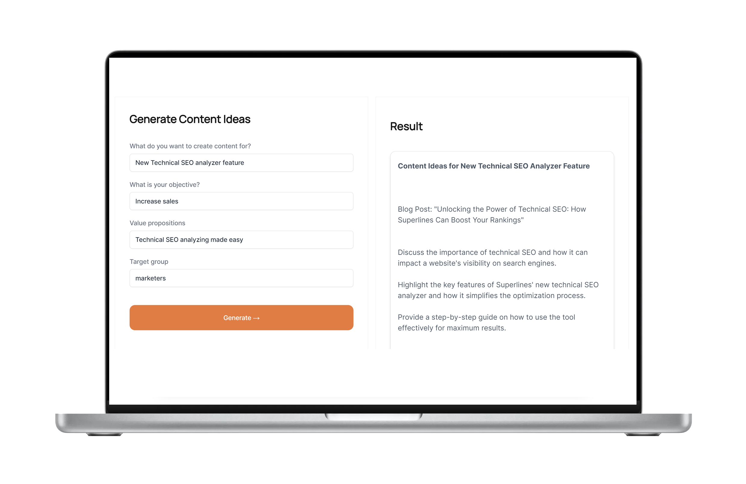 Superlines content idea generator