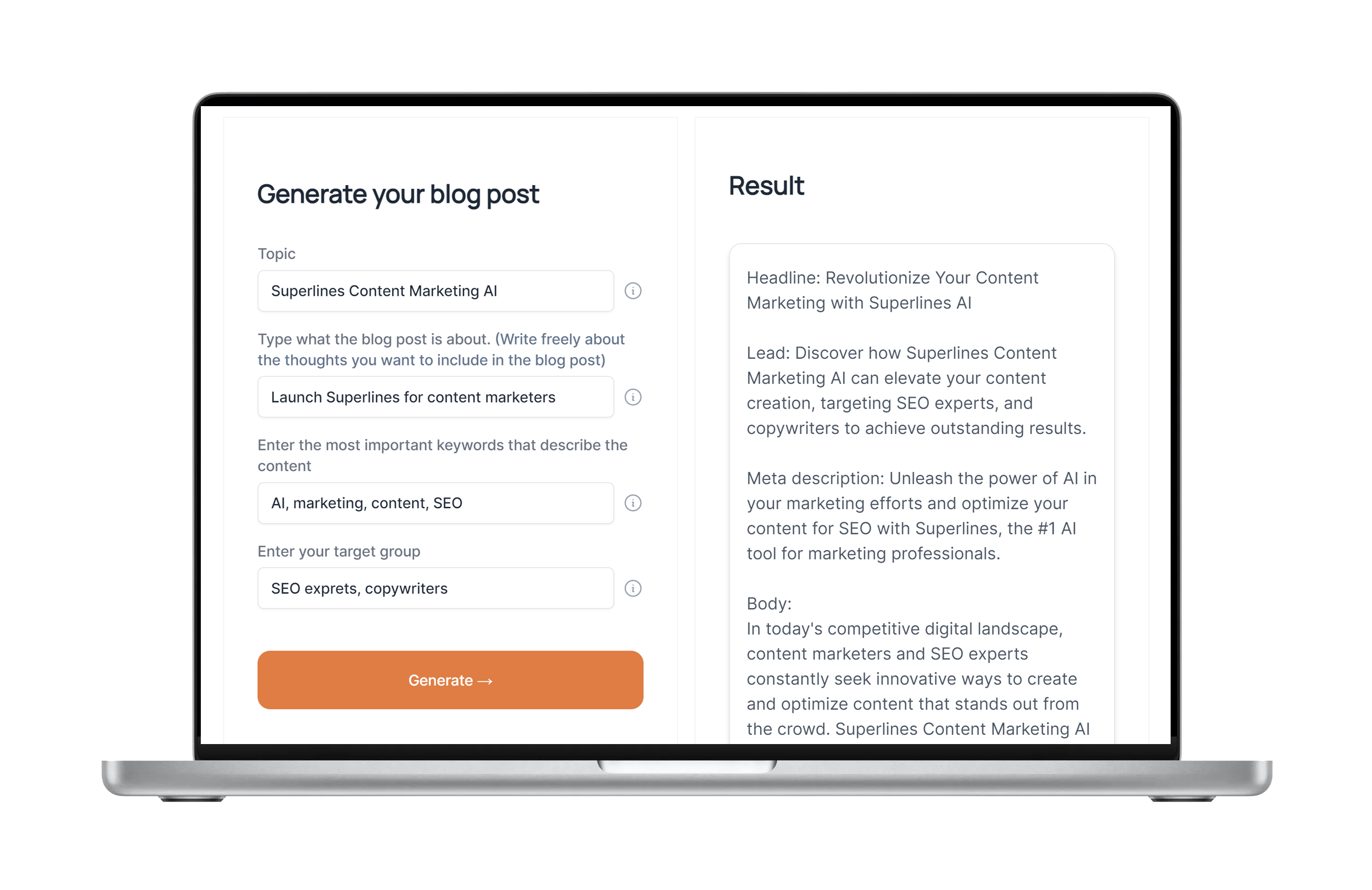Copywriting with Superlines